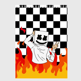 Скетчбук с принтом MARSHMELLO , 100% бумага
 | 48 листов, плотность листов — 100 г/м2, плотность картонной обложки — 250 г/м2. Листы скреплены сверху удобной пружинной спиралью | fortnite | game. | marshmello | music | маршмелло | маршмело | музыка | фортнайт