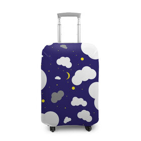 Чехол для чемодана 3D с принтом Облака , 86% полиэфир, 14% спандекс | двустороннее нанесение принта, прорези для ручек и колес | звезды | космос | луна | месяц | ночное небо | облака | тучи