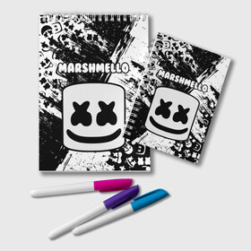 Блокнот с принтом MARSHMELLO , 100% бумага | 48 листов, плотность листов — 60 г/м2, плотность картонной обложки — 250 г/м2. Листы скреплены удобной пружинной спиралью. Цвет линий — светло-серый
 | fortnite | game. | marshmello | music | маршмелло | маршмело | музыка | фортнайт