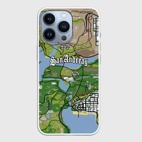 Чехол для iPhone 13 Pro с принтом GTA San Andreas map ,  |  | game | grand theft auto | gta san andreas | гта сан андреас | игра | карта | самп