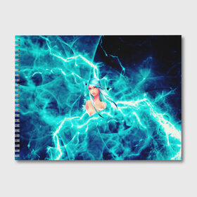 Альбом для рисования с принтом Electro-Girl , 100% бумага
 | матовая бумага, плотность 200 мг. | blue | cat | electro | girl | молния девочка | суперспособность | электричество | электро