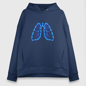 Женское худи Oversize хлопок с принтом Легкие , френч-терри — 70% хлопок, 30% полиэстер. Мягкий теплый начес внутри —100% хлопок | боковые карманы, эластичные манжеты и нижняя кромка, капюшон на магнитной кнопке | air | blue | breathe | lungs | organ | oxygen | wings | воздух | дышать | кислород | крылья | легкие | орган