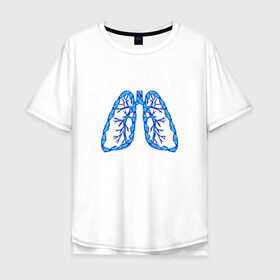 Мужская футболка хлопок Oversize с принтом Легкие , 100% хлопок | свободный крой, круглый ворот, “спинка” длиннее передней части | air | blue | breathe | lungs | organ | oxygen | wings | воздух | дышать | кислород | крылья | легкие | орган