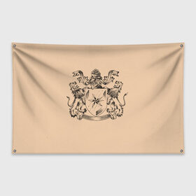 Флаг-баннер с принтом Геральдика , 100% полиэстер | размер 67 х 109 см, плотность ткани — 95 г/м2; по краям флага есть четыре люверса для крепления | геральдика | гербы | графика. | доспехи | львы | морская звезда