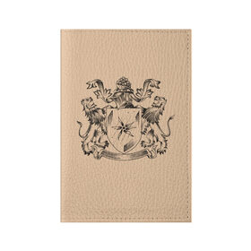 Обложка для паспорта матовая кожа с принтом Геральдика , натуральная матовая кожа | размер 19,3 х 13,7 см; прозрачные пластиковые крепления | геральдика | гербы | графика. | доспехи | львы | морская звезда