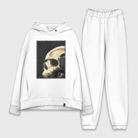 Женский костюм хлопок Oversize с принтом Skull ,  |  | арт | голова | кость | мертвый | нежить | портрет | рисунок | черепа | черный