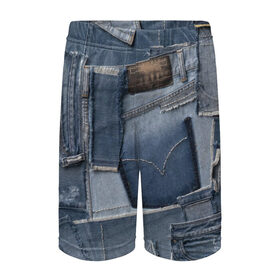 Детские спортивные шорты 3D с принтом Jeans life ,  100% полиэстер
 | пояс оформлен широкой мягкой резинкой, ткань тянется
 | cool | fashion | hype | jeans | texture | vanguard | авангард | круто | мода | текстура | хайп