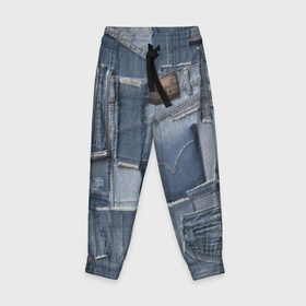 Детские брюки 3D с принтом Jeans life , 100% полиэстер | манжеты по низу, эластичный пояс регулируется шнурком, по бокам два кармана без застежек, внутренняя часть кармана из мелкой сетки | Тематика изображения на принте: cool | fashion | hype | jeans | texture | vanguard | авангард | круто | мода | текстура | хайп