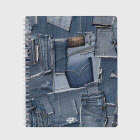 Тетрадь с принтом Jeans life , 100% бумага | 48 листов, плотность листов — 60 г/м2, плотность картонной обложки — 250 г/м2. Листы скреплены сбоку удобной пружинной спиралью. Уголки страниц и обложки скругленные. Цвет линий — светло-серый
 | Тематика изображения на принте: cool | fashion | hype | jeans | texture | vanguard | авангард | круто | мода | текстура | хайп