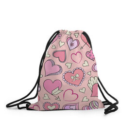 Рюкзак-мешок 3D с принтом Розовые сердечки , 100% полиэстер | плотность ткани — 200 г/м2, размер — 35 х 45 см; лямки — толстые шнурки, застежка на шнуровке, без карманов и подкладки | для девочек | любимой | любовь | розовое | романтика | сердечки | сердечко | сердце