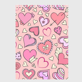 Скетчбук с принтом Розовые сердечки , 100% бумага
 | 48 листов, плотность листов — 100 г/м2, плотность картонной обложки — 250 г/м2. Листы скреплены сверху удобной пружинной спиралью | для девочек | любимой | любовь | розовое | романтика | сердечки | сердечко | сердце