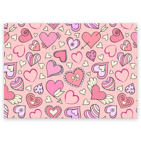 Поздравительная открытка с принтом Розовые сердечки , 100% бумага | плотность бумаги 280 г/м2, матовая, на обратной стороне линовка и место для марки
 | Тематика изображения на принте: для девочек | любимой | любовь | розовое | романтика | сердечки | сердечко | сердце