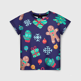 Детская футболка 3D с принтом Новогоднее настроение , 100% гипоаллергенный полиэфир | прямой крой, круглый вырез горловины, длина до линии бедер, чуть спущенное плечо, ткань немного тянется | 