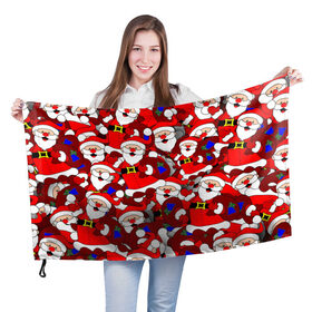 Флаг 3D с принтом Веселый Санта , 100% полиэстер | плотность ткани — 95 г/м2, размер — 67 х 109 см. Принт наносится с одной стороны | 