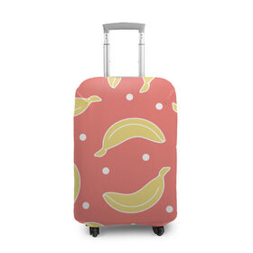 Чехол для чемодана 3D с принтом Банановый рай , 86% полиэфир, 14% спандекс | двустороннее нанесение принта, прорези для ручек и колес | банан | банановый | белый | еда | желтый | летний | питание | розовый | точки | фрукт