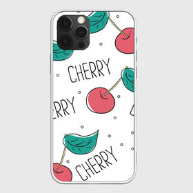 Чехол для iPhone 12 Pro Max с принтом Вишенки Cherry , Силикон |  | Тематика изображения на принте: cherry | белый | вишня | красный | лето | надпись | сад | черенок | черешня | ягода