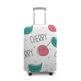 Чехол для чемодана 3D с принтом Вишенки Cherry , 86% полиэфир, 14% спандекс | двустороннее нанесение принта, прорези для ручек и колес | cherry | белый | вишня | красный | лето | надпись | сад | черенок | черешня | ягода