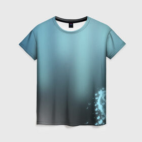 Женская футболка 3D с принтом Водяные свечения , 100% полиэфир ( синтетическое хлопкоподобное полотно) | прямой крой, круглый вырез горловины, длина до линии бедер | глубины | пузыри | свечение