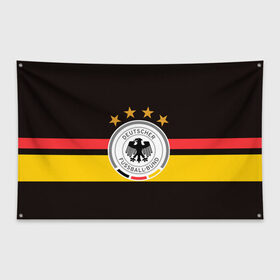 Флаг-баннер с принтом СБОРНАЯ ГЕРМАНИИ , 100% полиэстер | размер 67 х 109 см, плотность ткани — 95 г/м2; по краям флага есть четыре люверса для крепления | flag | football | germany | logo | sport | team | германия | логотип | сборная | спорт | флаг | футбол