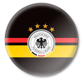 Значок с принтом СБОРНАЯ ГЕРМАНИИ ,  металл | круглая форма, металлическая застежка в виде булавки | flag | football | germany | logo | sport | team | германия | логотип | сборная | спорт | флаг | футбол