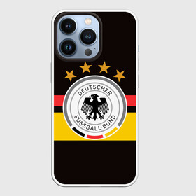 Чехол для iPhone 13 Pro с принтом СБОРНАЯ ГЕРМАНИИ ,  |  | Тематика изображения на принте: flag | football | germany | logo | sport | team | германия | логотип | сборная | спорт | флаг | футбол