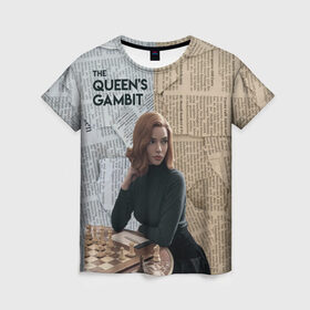 Женская футболка 3D с принтом The Queens Gambit , 100% полиэфир ( синтетическое хлопкоподобное полотно) | прямой крой, круглый вырез горловины, длина до линии бедер | 