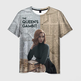 Мужская футболка 3D с принтом The Queens Gambit , 100% полиэфир | прямой крой, круглый вырез горловины, длина до линии бедер | 