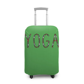 Чехол для чемодана 3D с принтом Йога , 86% полиэфир, 14% спандекс | двустороннее нанесение принта, прорези для ручек и колес | зож | иностранные надписи | йога | слова на английском языке | узоры | фитнес.