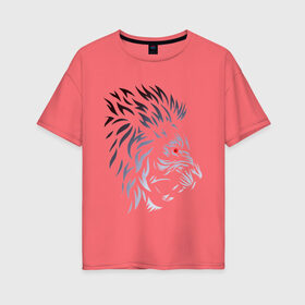 Женская футболка хлопок Oversize с принтом знак зодиака Лев , 100% хлопок | свободный крой, круглый ворот, спущенный рукав, длина до линии бедер
 | градиент | знаки | зодиака | лев