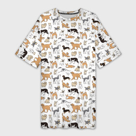 Платье-футболка 3D с принтом Узор собаки много ,  |  | гав | детский | домашнее животное | животный | звери | команды | лапы | любителю животных | морды | песель | песик | псы | собаки | собачка | узор | хвост | шаблон | щенки