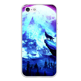 Чехол для iPhone 5/5S матовый с принтом Night Wolf , Силикон | Область печати: задняя сторона чехла, без боковых панелей | night wolf | волк | горы | лес | ночь