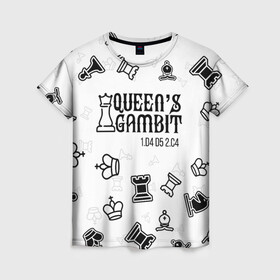 Женская футболка 3D с принтом ХОД КОРОЛЕВЫ , 100% полиэфир ( синтетическое хлопкоподобное полотно) | прямой крой, круглый вырез горловины, длина до линии бедер | chess | netflix | the queens gambit | бет хармон | нетфликс | ход королевы | шахматистка. | шахматы
