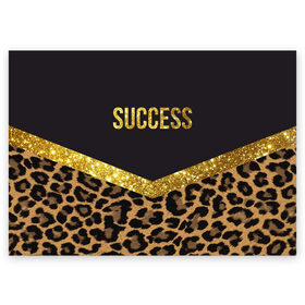 Поздравительная открытка с принтом Success , 100% бумага | плотность бумаги 280 г/м2, матовая, на обратной стороне линовка и место для марки
 | Тематика изображения на принте: success | swag | блеск | блестки | китч | леопард | леопардовый принт | понты | успех | успешные люди | фрик