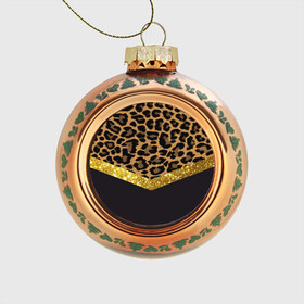 Стеклянный ёлочный шар с принтом Леопардовый принт , Стекло | Диаметр: 80 мм | success | swagg | блеск | блестки | животнй принт | золотистый | золото | золотой | леопард | леопардовый принт | понты | тигровый