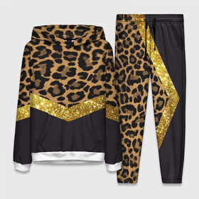 Женский костюм 3D (с толстовкой) с принтом Леопардовый принт ,  |  | success | swagg | блеск | блестки | животнй принт | золотистый | золото | золотой | леопард | леопардовый принт | понты | тигровый