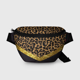 Поясная сумка 3D с принтом Леопардовый принт , 100% полиэстер | плотная ткань, ремень с регулируемой длиной, внутри несколько карманов для мелочей, основное отделение и карман с обратной стороны сумки застегиваются на молнию | success | swagg | блеск | блестки | животнй принт | золотистый | золото | золотой | леопард | леопардовый принт | понты | тигровый