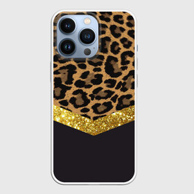 Чехол для iPhone 13 Pro с принтом Леопардовый принт ,  |  | success | swagg | блеск | блестки | животнй принт | золотистый | золото | золотой | леопард | леопардовый принт | понты | тигровый
