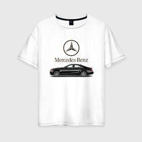Женская футболка хлопок Oversize с принтом Mersedes-Benz , 100% хлопок | свободный крой, круглый ворот, спущенный рукав, длина до линии бедер
 | avto | car | germany | v8 | машина | скорость