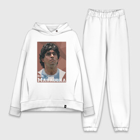 Женский костюм хлопок Oversize с принтом DIEGO MARADONA ,  |  | argentina | champion | diego | football | hand | maradona | mundial | sport | аргентина | диего | игрок | марадона | рука бога | спорт | футбол