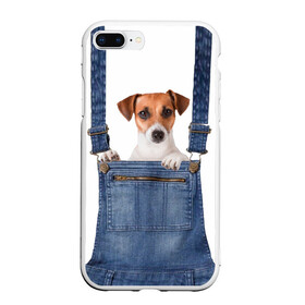 Чехол для iPhone 7Plus/8 Plus матовый с принтом ЩЕНОК В КАРМАШКЕ , Силикон | Область печати: задняя сторона чехла, без боковых панелей | dog | jeans | packet | гав | джинсовый | дружок | животные | звери | карман | комбинезон | ломашние | одежда | пес | собака | щенок