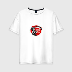 Женская футболка хлопок Oversize с принтом Demon Slayer , 100% хлопок | свободный крой, круглый ворот, спущенный рукав, длина до линии бедер
 | 