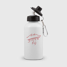 Бутылка спортивная с принтом Марадона , металл | емкость — 500 мл, в комплекте две пластиковые крышки и карабин для крепления | аргентина | десятка | диего | марадона | футбол | чемпион