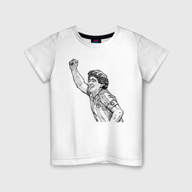 Детская футболка хлопок с принтом Марадона , 100% хлопок | круглый вырез горловины, полуприлегающий силуэт, длина до линии бедер | аргентина | диего | капитан | марадона | футбол | чемпион