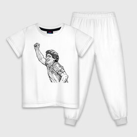 Детская пижама хлопок с принтом Марадона , 100% хлопок |  брюки и футболка прямого кроя, без карманов, на брюках мягкая резинка на поясе и по низу штанин
 | Тематика изображения на принте: аргентина | диего | капитан | марадона | футбол | чемпион