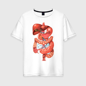 Женская футболка хлопок Oversize с принтом Органы , 100% хлопок | свободный крой, круглый ворот, спущенный рукав, длина до линии бедер
 | анатомия | биология | внутренности | легкие | органы | сердце