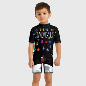 Детский купальный костюм 3D с принтом AMONG US , Полиэстер 85%, Спандекс 15% | застежка на молнии на спине | among us | impostor | амонг ас | игра | космический | космический корабль | космонавт | космос | мем | предатель | среди нас | экшен