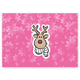 Поздравительная открытка с принтом НОВОГОДНИЙ ОЛЕНЬ , 100% бумага | плотность бумаги 280 г/м2, матовая, на обратной стороне линовка и место для марки
 | 31 декабря | christmas | merry christmas | зима | новогодний олень | новый год | олень | подарок | праздник | рождество | с новым годом | снег | снежинки | счастливого рождества