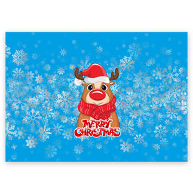 Поздравительная открытка с принтом НОВОГОДНИЙ ОЛЕНЬ , 100% бумага | плотность бумаги 280 г/м2, матовая, на обратной стороне линовка и место для марки
 | 31 декабря | christmas | merry christmas | зима | новогодний олень | новый год | олень | подарок | праздник | рождество | с новым годом | снег | снежинки | счастливого рождества