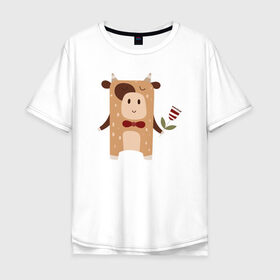 Мужская футболка хлопок Oversize с принтом Год быка 2021 , 100% хлопок | свободный крой, круглый ворот, “спинка” длиннее передней части | 