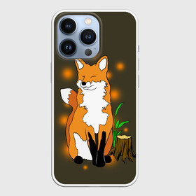 Чехол для iPhone 13 Pro с принтом Лиса в лесу ,  |  | animals | fox | в лесу | дерево | дикий | животные | зверек | зверь | кусты | лес | лесной | лесные | лиса | лисенок | лисица | лисичка | листья | мордочка | мультяшный | пенек | природа | растения | рыжая